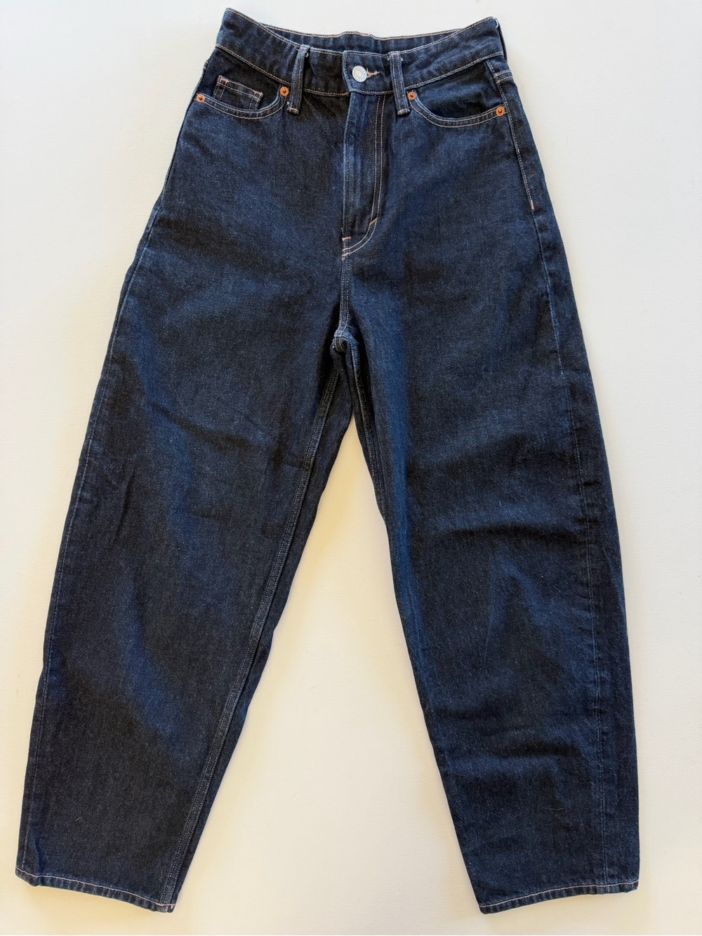 &Denim H&M Dark Wash High Rise Barrel Jeans Size 0